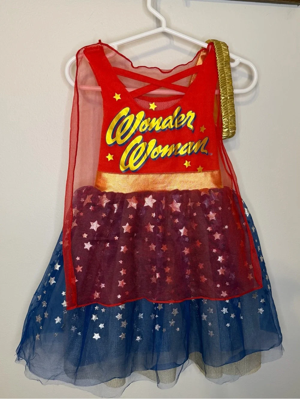 Wonder Woman Toddler Girls Costume Dress Cape & Headband Size 18M DC Comics